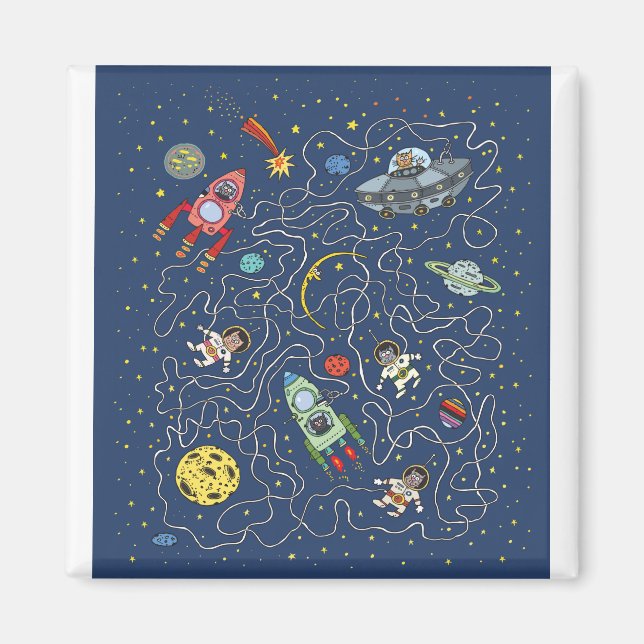 Cat Space Astronautenrakete Rätsel Rätsel Magnet (Vorne)