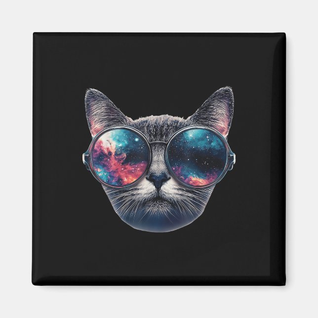 Cat Space Gles Sungles Universe Meme Funny Graphic Magnet (Vorne)