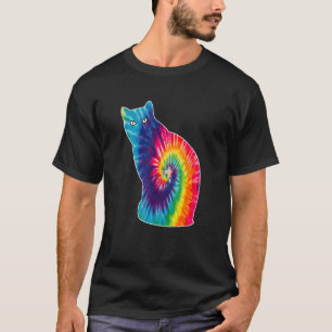 Cat Spiral Gefärbte Krawatte Psychologie T-Shirt