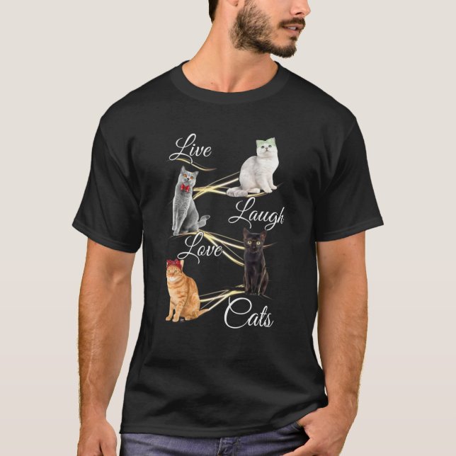 Cat Spirit Animal Live Lagh Liebe Katzen Inspirati T-Shirt (Vorderseite)