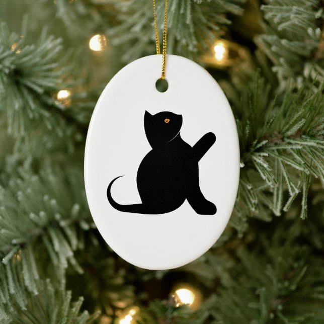 Cat Sprichwort Hello Keramik Ornament (Baum)