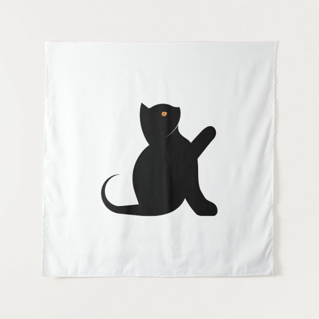 Cat Sprichwort Hello Wandteppich (Vorderseite)