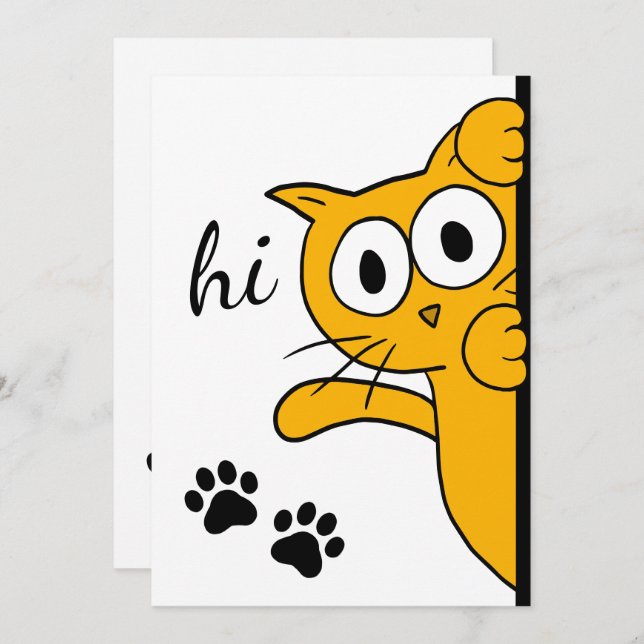Cat Sprichwort Hi Hello Custom Text Flat Karte (Vorne/Hinten)