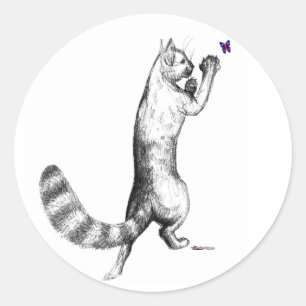 Cat Springing Runder Aufkleber
