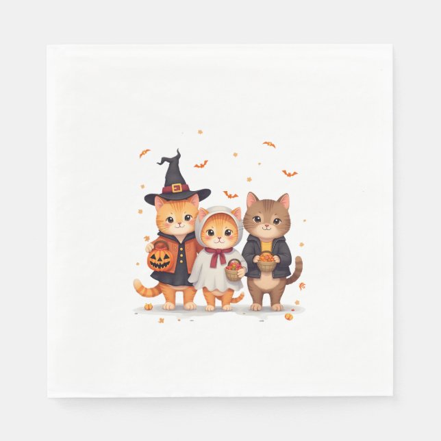 Cat Squad mit Trick oder Leckerei Serviette (Vorderseite)