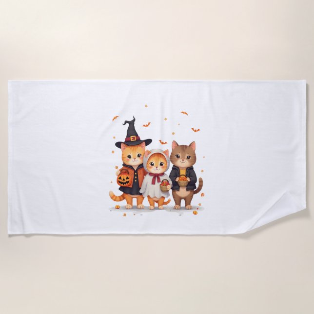 Cat Squad mit Trick oder Leckerei Strandtuch (Vorderseite)