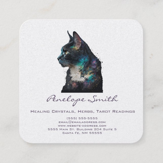 Cat Square Business Card Quadratische Visitenkarte (Rückseite)