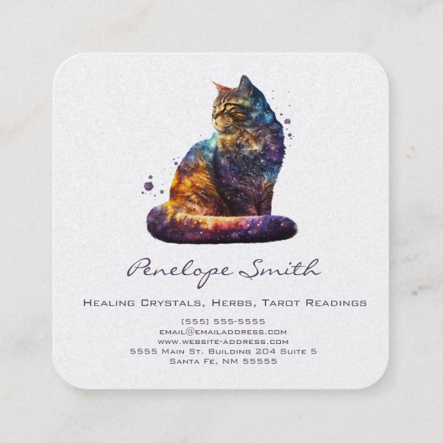 Cat Square Business Card Quadratische Visitenkarte (Rückseite)