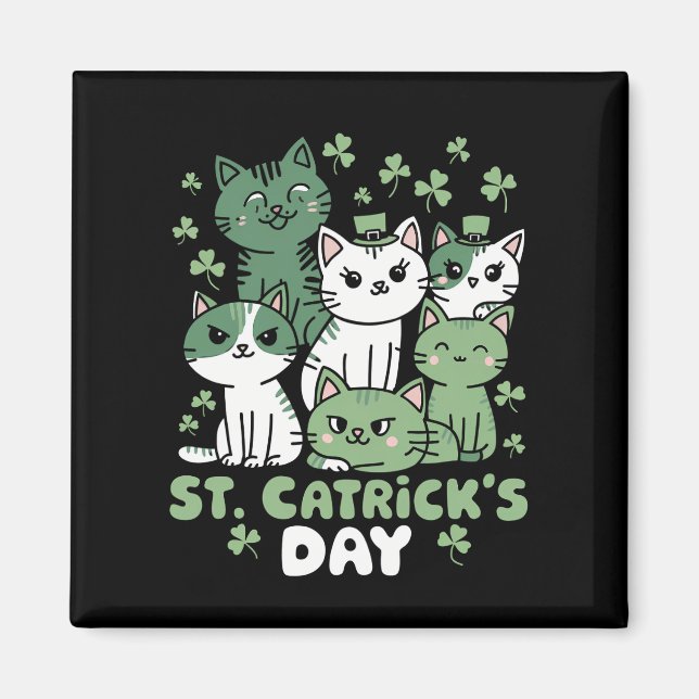 Cat St Patrick's Day Funny Catrick's Day Magnet (Vorne)