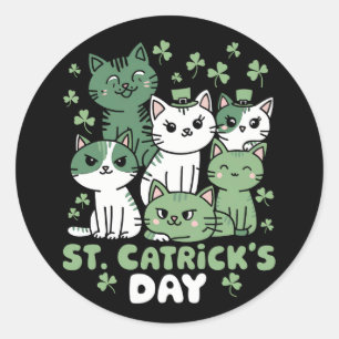 Cat St Patrick's Day Funny Catrick's Day Runder Aufkleber