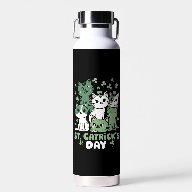 Cat St Patrick's Day Funny Catrick's Day Trinkflasche (Vorne)