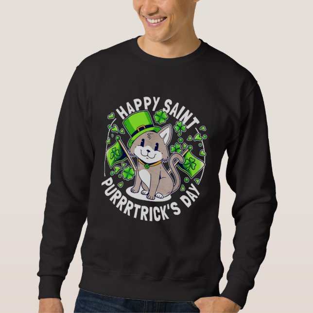 Cat St Patricks Day Kitten I Purrrtrick s Day Sweatshirt (Vorderseite)