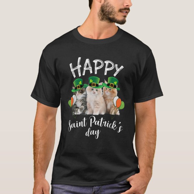 Cat St Patricks Day Kitty Kitten Sunglasses Shamro T-Shirt (Vorderseite)