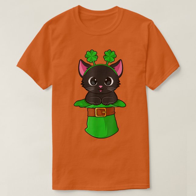 Cat St Patricks Day Leprechaun Kleeblatt Kitten Gi T-Shirt (Design vorne)