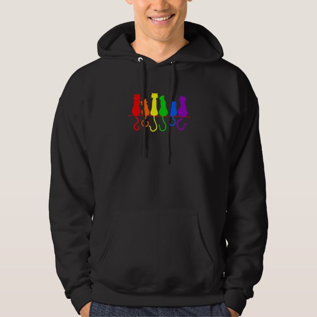 Cat Stack Rainbow Gay Pride  LGB Animal Pet Hoodie (Vorderseite)