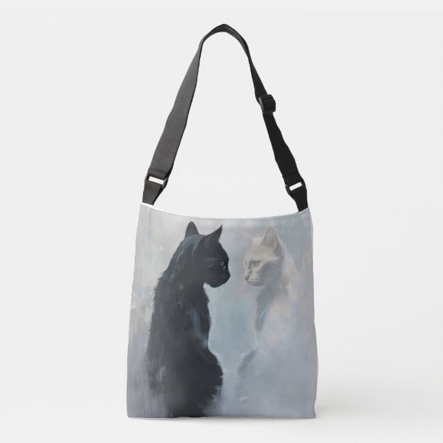 Cat Stare Crossbody Tote Bag All-over Print Tragetaschen Mit Langen Trägern (Vorderseite)