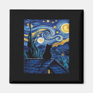 Cat Starry Night Van Gogh Cat Art Lover Funny Cat Magnet
