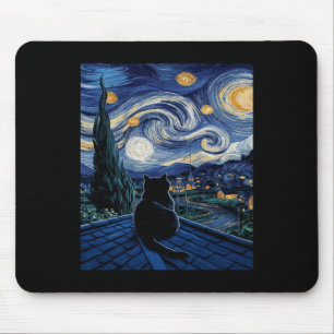Cat Starry Night Van Gogh Cat Art Lover Funny Cat Mousepad