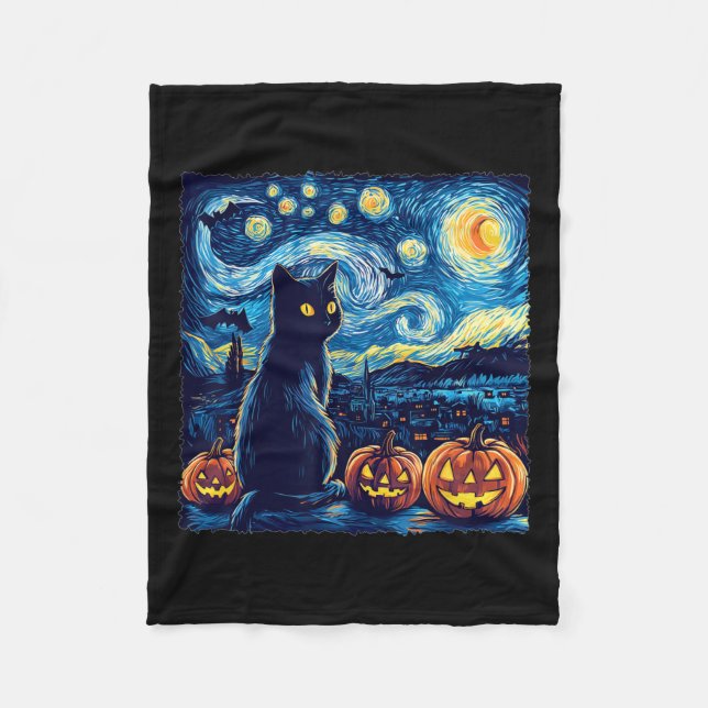 Cat Starry Night Van Gogh Cat for Cat Lover Cat Da Fleecedecke (Vorderseite)