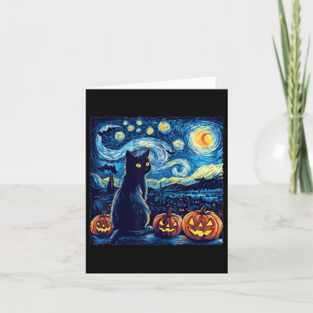 Cat Starry Night Van Gogh Cat for Cat Lover Cat Da Karte (Vorderseite)