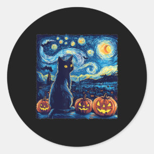 Cat Starry Night Van Gogh Cat for Cat Lover Cat Da Runder Aufkleber