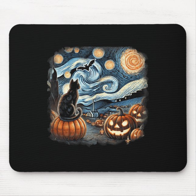 Cat Starry Night Van Gogh Cat for Cat Lover Cat Mo Mousepad (Vorne)