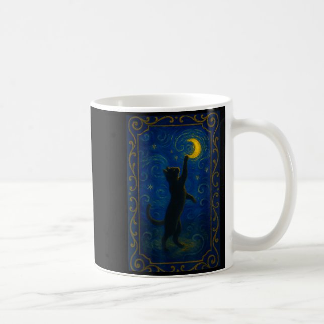 Cat Starry Night Van Gogh Cat Funny Cat Lover Mom  Kaffeetasse (Rechts)