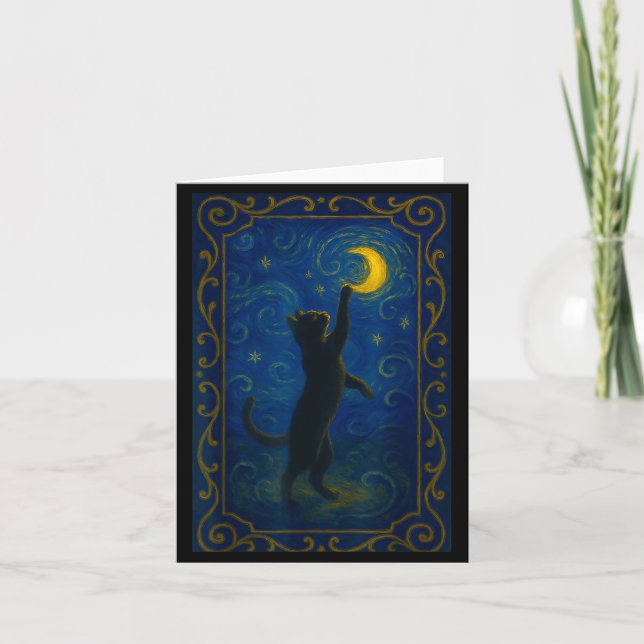 Cat Starry Night Van Gogh Cat Funny Cat Lover Mom  Karte (Vorderseite)