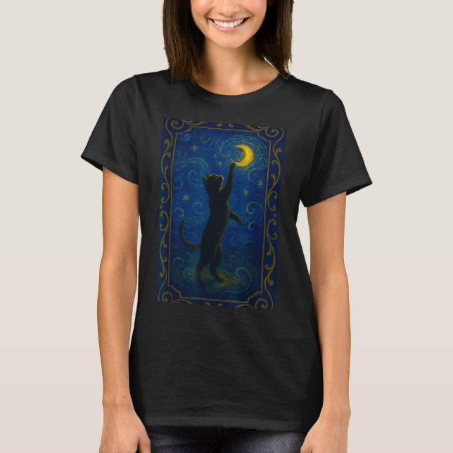 Cat Starry Night Van Gogh Cat Funny Cat Lover Mom  T-Shirt (Vorderseite)