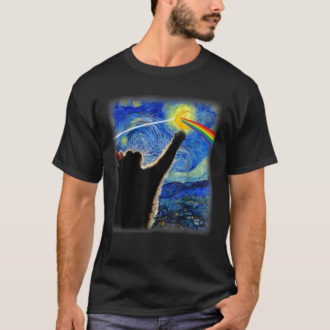 Cat Starry Night Van Gogh Cat Gifts Cat Lover Cat T-Shirt (Vorderseite)
