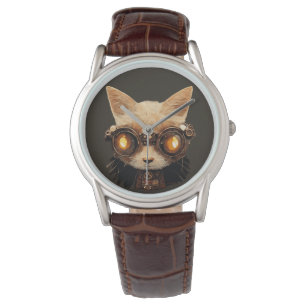 Cat Steampunk Gothic Retro Kitty Portrait Armbanduhr