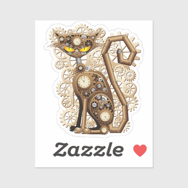 Cat Steampunk Vintag Retro Style Machine Aufkleber (Blatt)