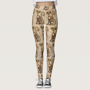 Cat Steampunk Vintag Retro Style Machine Leggings