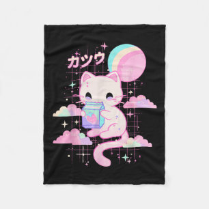 Cat Strawberry Milk Anime 90er japanische Katze Ja Fleecedecke