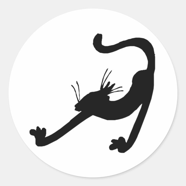 Cat Stretch Silhouette Runder Aufkleber (Vorderseite)