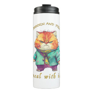 Cat Stubborn kümmert sich um Niedlichen, erstaunli Thermosbecher