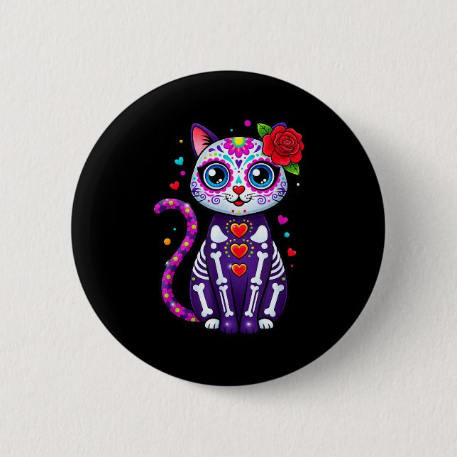 Cat Sugar Skull Cute Cat For Cat Lover Cat-m  Button (Vorderseite)