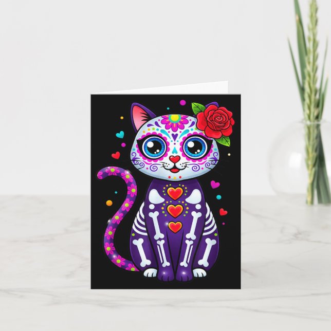 Cat Sugar Skull Cute Cat For Cat Lover Cat-m  Karte (Vorderseite)