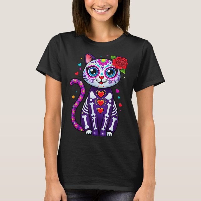 Cat Sugar Skull Cute Cat For Cat Lover Cat-m  T-Shirt (Vorderseite)