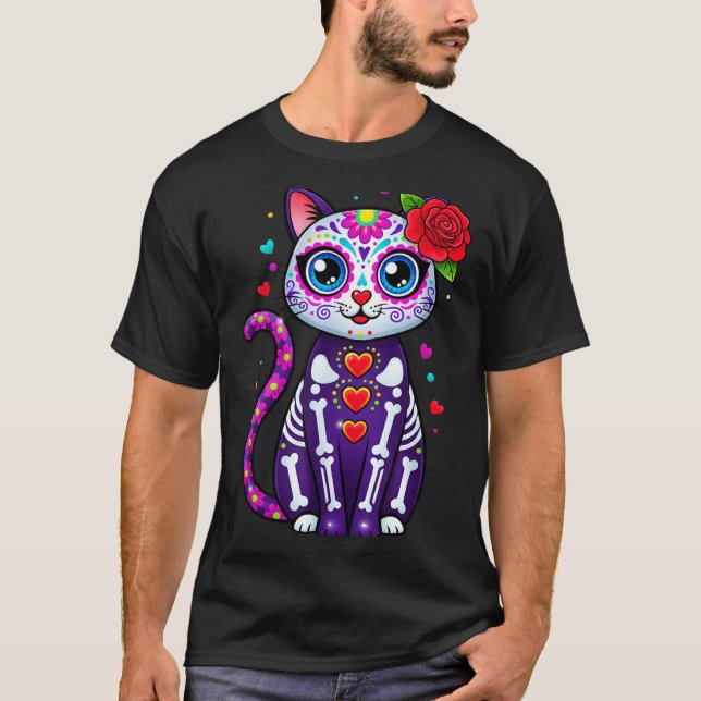 Cat Sugar Skull Cute Cat For Cat Lover Cat-m  T-Shirt (Vorderseite)