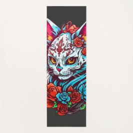Cat Sugar Skull Halloween, Dia de los Muertos Yogamatte