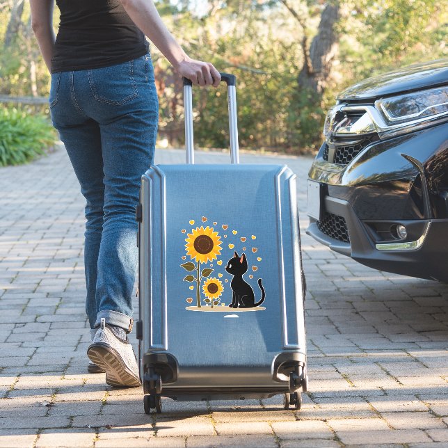 Cat Sunflower Christmas Tree Sun Flower Cat Lover  Aufkleber (Koffer Insitu)