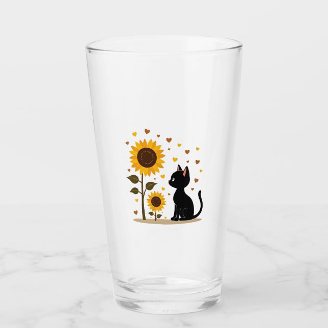 Cat Sunflower Christmas Tree Sun Flower Cat Lover  Glas (Vorderseite)