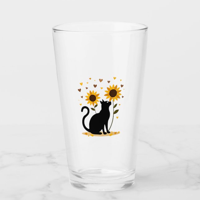 Cat Sunflower Christmas Tree Sun Flower Cat Lover  Glas (Vorderseite)
