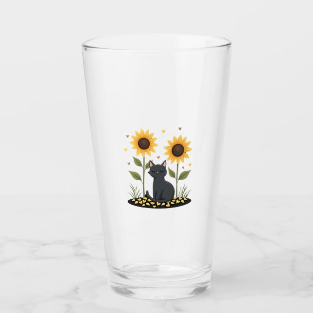 Cat Sunflower Christmas Tree Sun Flower Cat Lover  Glas (Vorderseite)