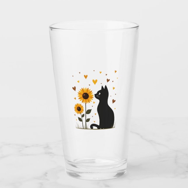 Cat Sunflower Christmas Tree Sun Flower Cat Lover  Glas (Vorderseite)