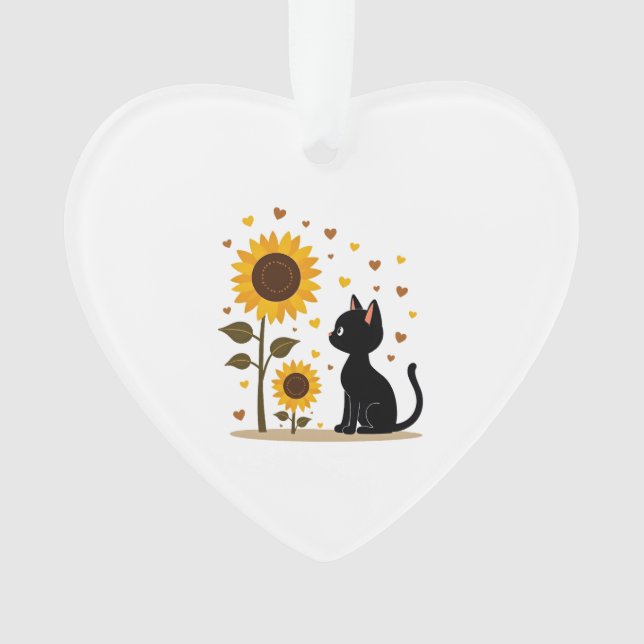 Cat Sunflower Christmas Tree Sun Flower Cat Lover  Ornament (Vorderseite)