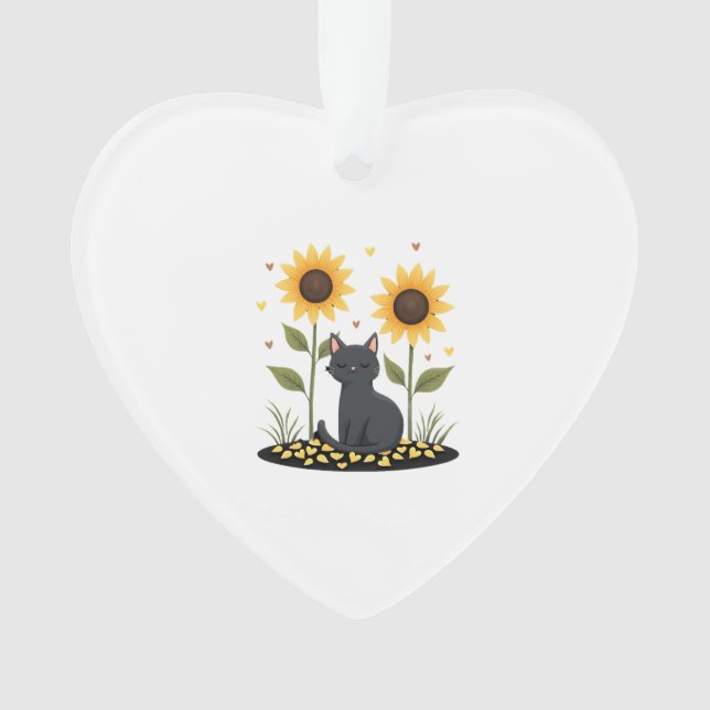 Cat Sunflower Christmas Tree Sun Flower Cat Lover  Ornament (Vorderseite)