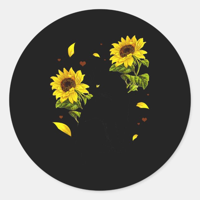Cat Sunflower Christmas Tree Sun Flower Cat Lover  Runder Aufkleber (Vorderseite)