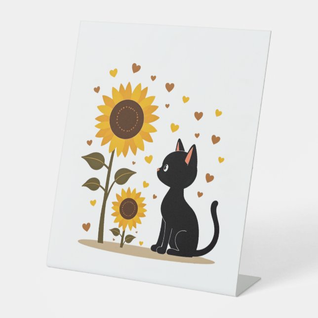 Cat Sunflower Christmas Tree Sun Flower Cat Lover  Sockelschild (Vorderseite)